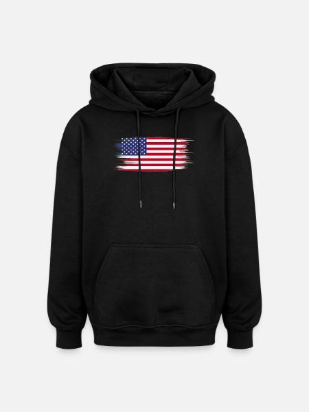 American Flag Brush - Oversized Unisex Hoodie - black