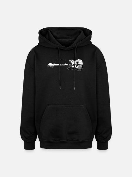 nature guitar - Oversized Unisex Hoodie - black