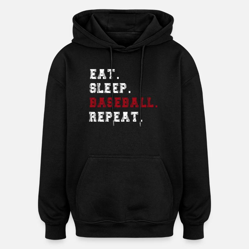 Base-ball - Sweat à capuche oversize unisexe - noir