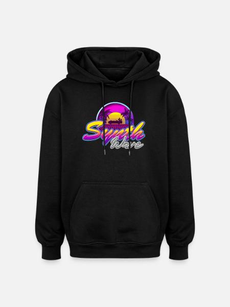 Synth-Wave Music Neon-Vibe Electrowave sunset - Oversized Unisex Hoodie - black