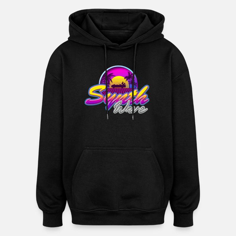 Synth-Wave Music Neon-Vibe Electrowave sunset - Oversized Unisex Hoodie - Schwarz