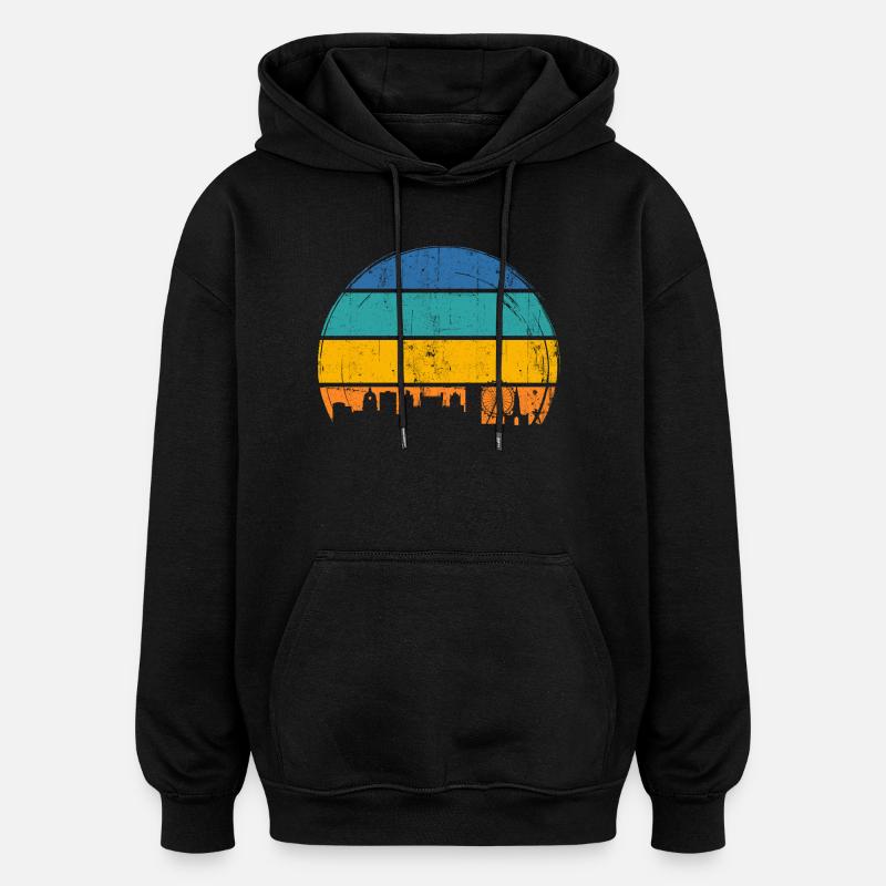 Urbane Sonnenuntergangs-Skyline - Oversized Unisex Hoodie - Schwarz