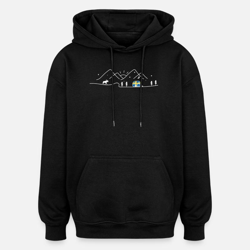 Suède Camping Caravan Sverige Design - Sweat à capuche oversize unisexe - noir