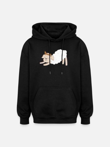 Moutons - Sweat à capuche oversize unisexe - noir