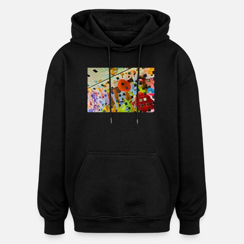 Fröhliches farbiges Blumendekor-Design - Oversized Unisex Hoodie - Schwarz