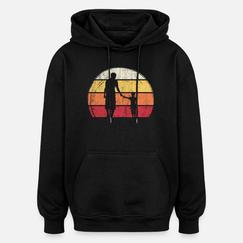 Sunset Silhouette: Vater und Kind - Oversized Unisex Hoodie - Schwarz