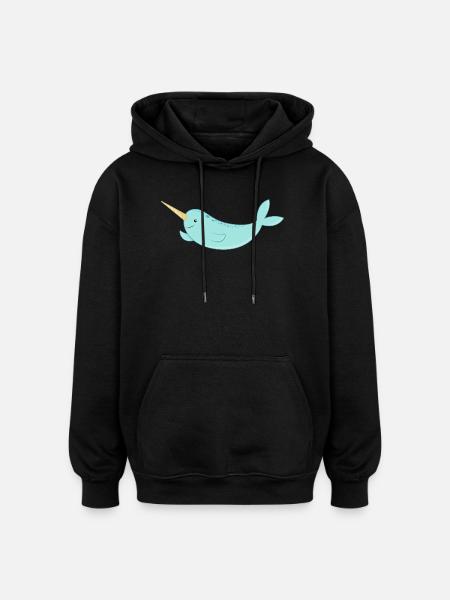 Narval - Sweat à capuche oversize unisexe - noir