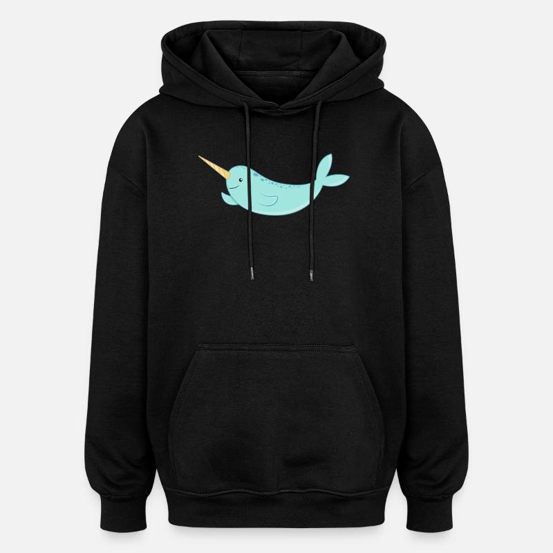 Narwal - Oversized Unisex Hoodie - Schwarz