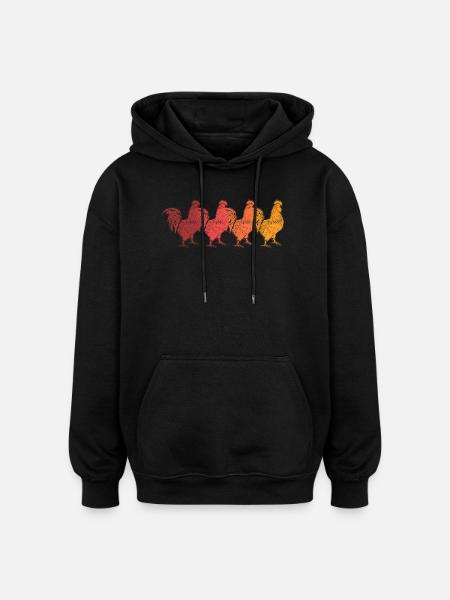 Rooster - Oversized Unisex Hoodie - black