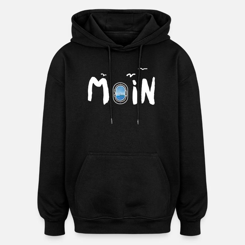 Moin Meer Leuchtturm Möwe - Oversized Unisex Hoodie - Schwarz