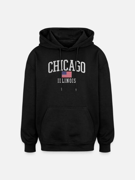 Chicago Flag Arc Emblem - Oversized Unisex Hoodie - Schwarz