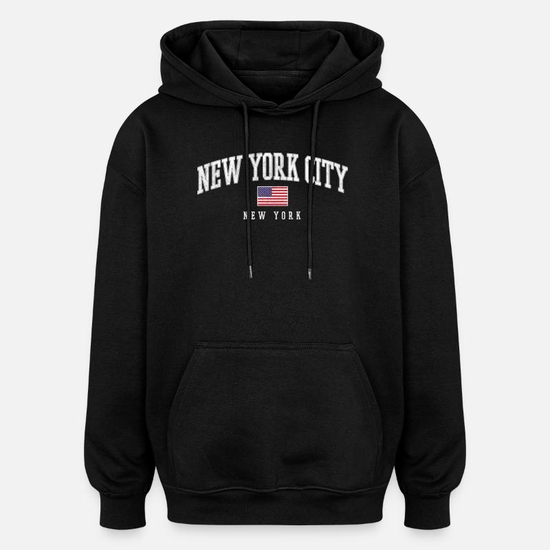 New York États-Unis - Sweat à capuche oversize unisexe - noir