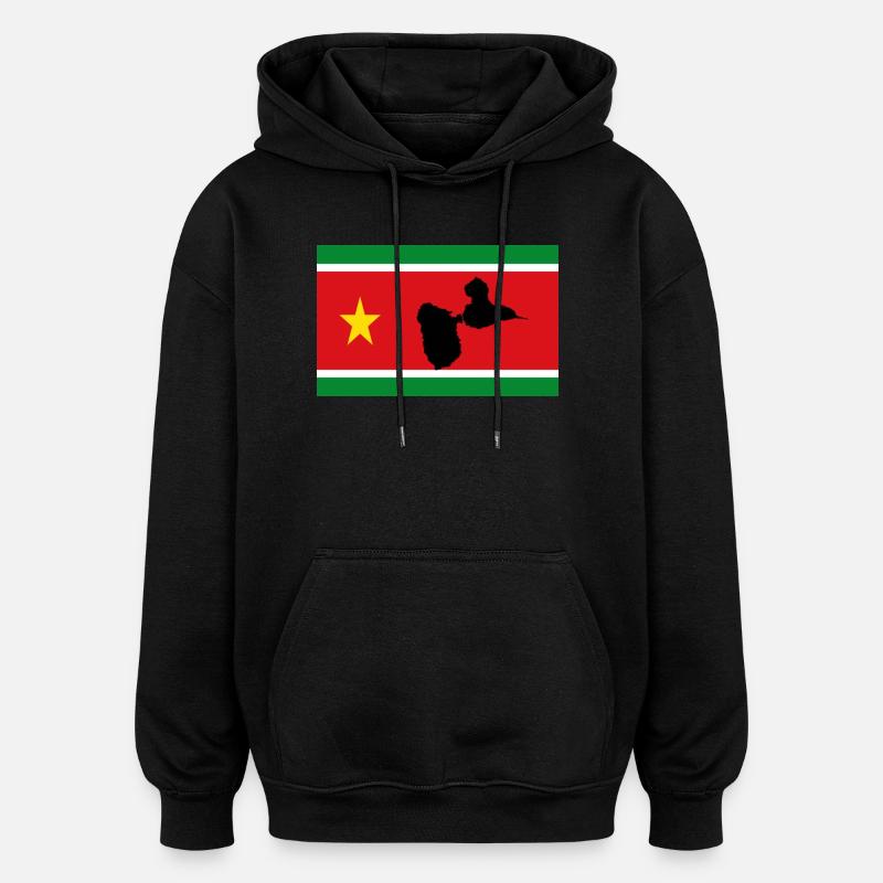 DRAPEAU GUADELOUPE - Sweat à capuche oversize unisexe - noir