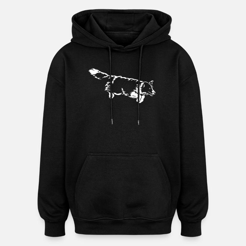 Border Collie « Black Edition » - Sweat à capuche oversize unisexe - noir