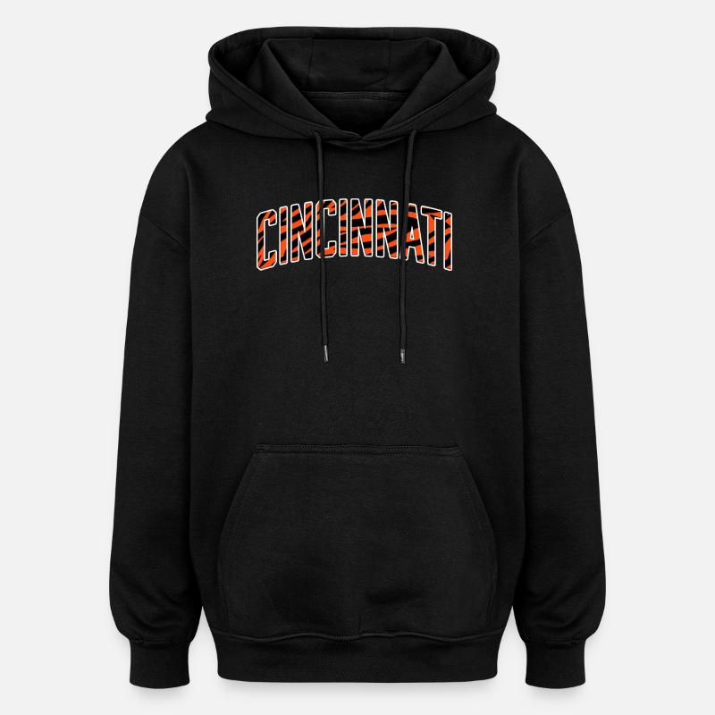Cincinnati Tiger Stripe - Oversized Unisex Hoodie - black