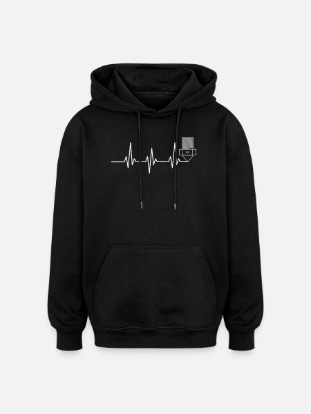 Heartbeat Impression 3D drôle TShirt Design - Sweat à capuche oversize unisexe - noir