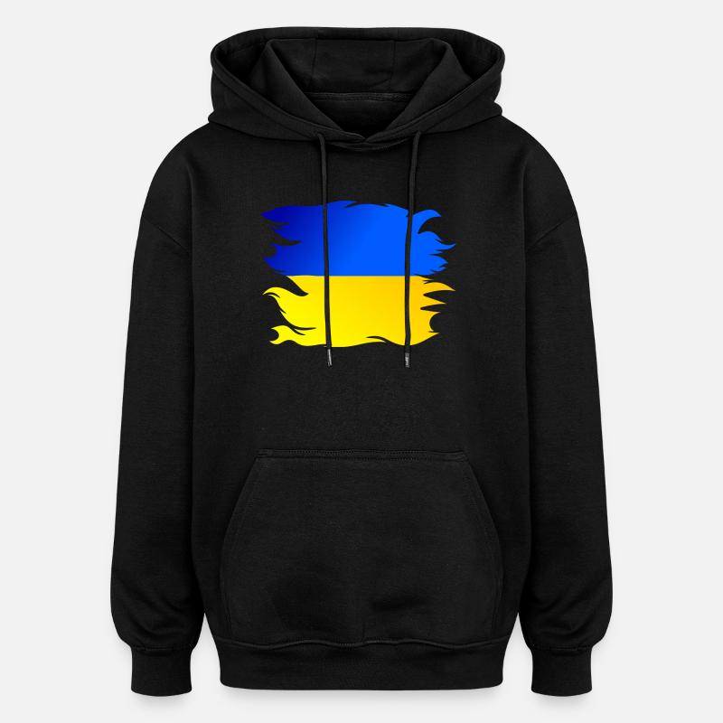 Drapeau de l’Ukraine Drapeau - Sweat à capuche oversize unisexe - noir