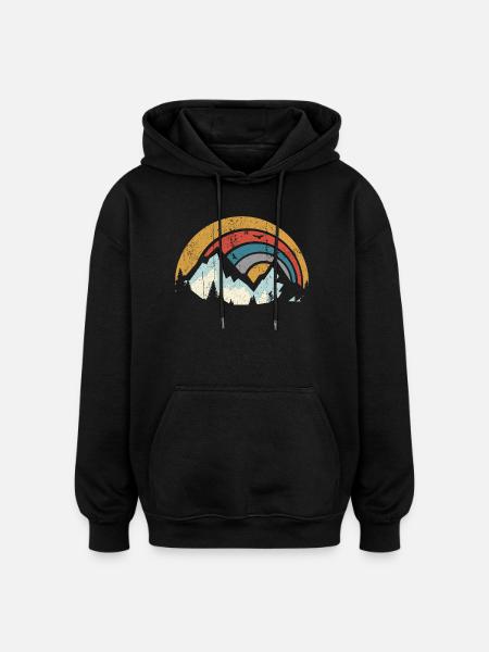 Retro Mountain Sunset Arc - Oversized Unisex Hoodie - black