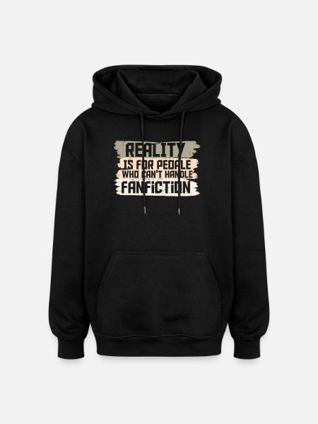 Reality and Fanfiction Mashup Design - Oversized Unisex Hoodie - black