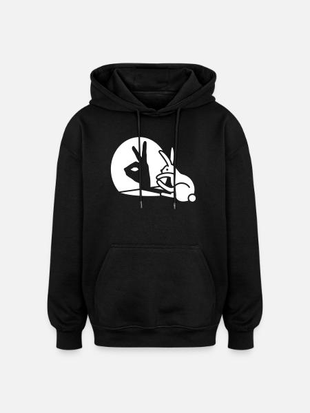 Funny Rabbit Hand Shadow Projection Rabbit - Oversized Unisex Hoodie - black