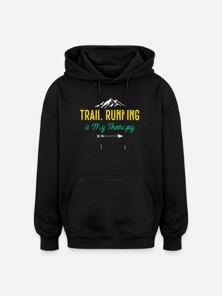 Trail Running is My Therapy - Oversized Unisex Hoodie - black
