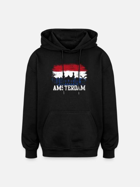 Amsterdam Skyline Flag Splash - Oversized Unisex Hoodie - black
