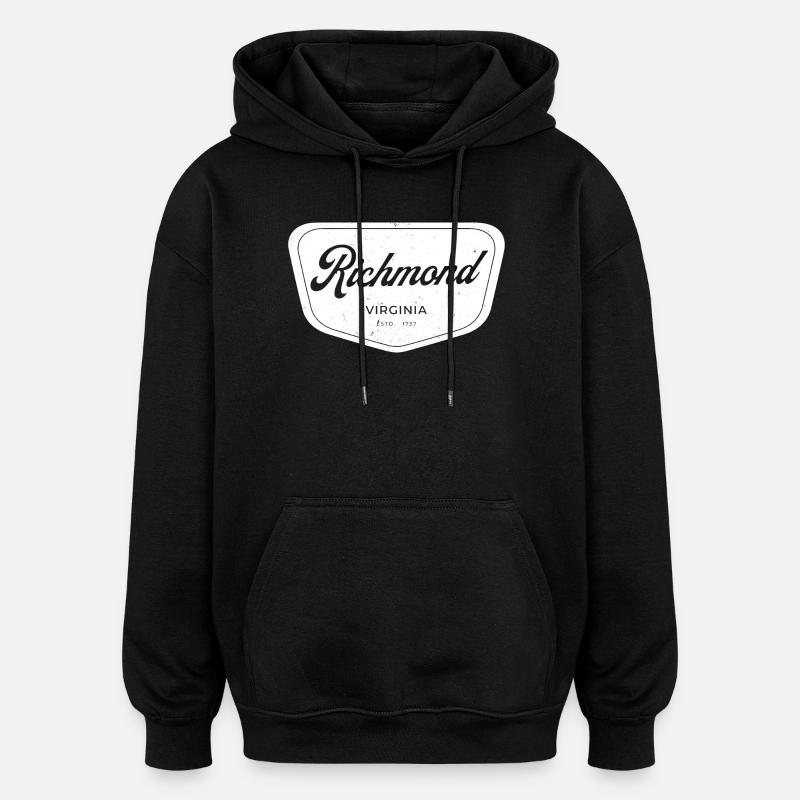 Richmond Virginia Script Emblem - Oversized Unisex Hoodie - black