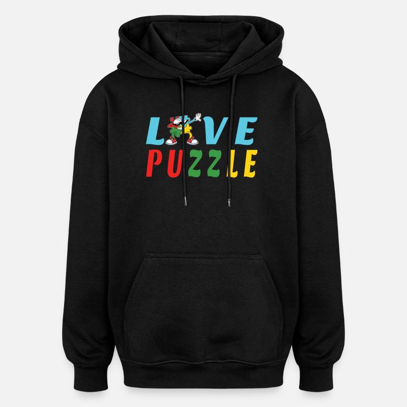 puzzle d'amour - Sweat à capuche oversize unisexe - noir