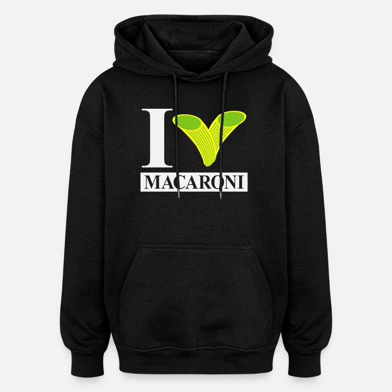 J’adore les macaronis - Sweat à capuche oversize unisexe - noir