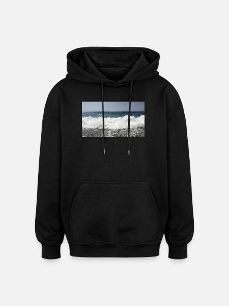 Sea Foam Wave - Oversized Unisex Hoodie - black