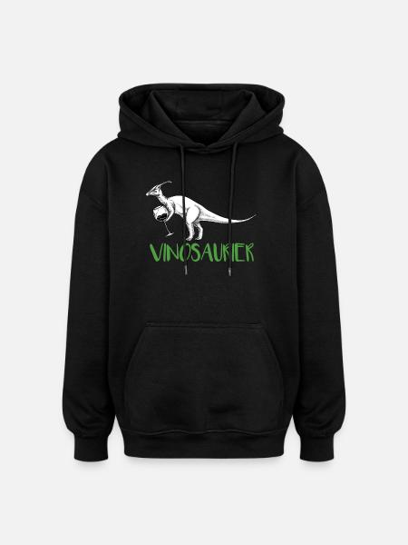 Vinosaurier – lustiges Weinmotiv - Oversized Unisex Hoodie - Schwarz