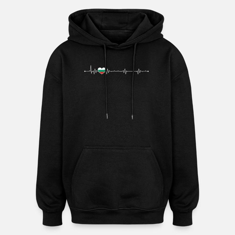 Heartbeat drapeau de la Bulgarie - Sweat à capuche oversize unisexe - noir