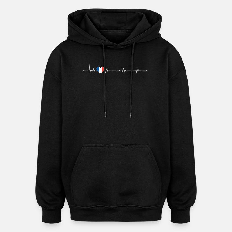 Heartbeat france drapeau - Sweat à capuche oversize unisexe - noir
