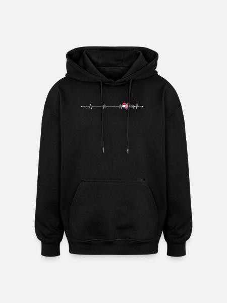 Croatian Heartbeat Flag - Oversized Unisex Hoodie - black