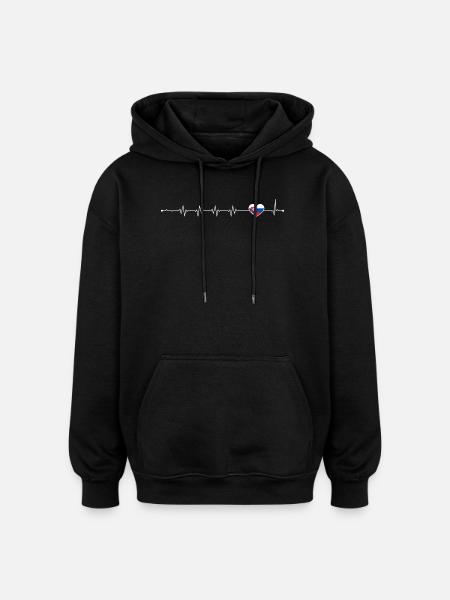 Heartbeat slovak flag - Oversized Unisex Hoodie - black