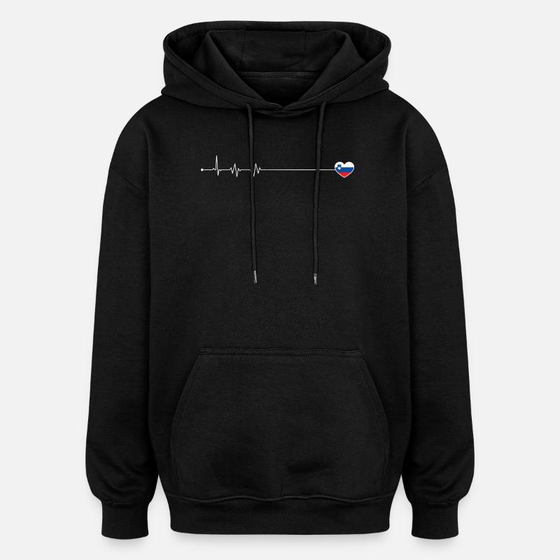 Drapeau Heartbeat Slovénie - Sweat à capuche oversize unisexe - noir