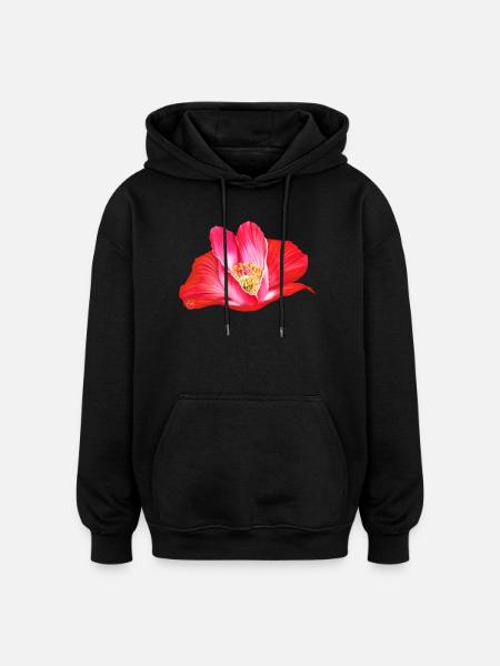 Rote Mohnblume in Herzform - Oversized Unisex Hoodie - Schwarz