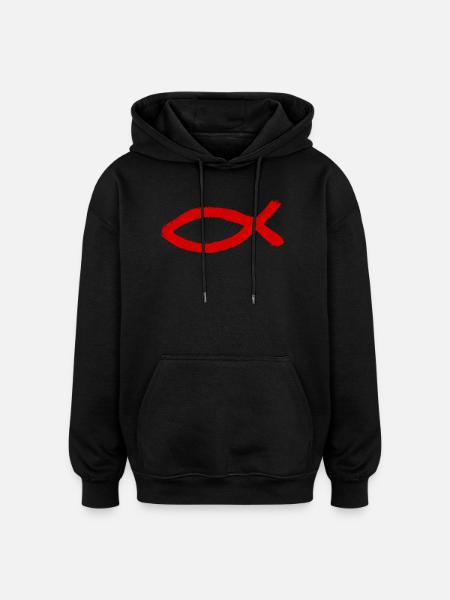 Jesus fish Ichthys fish fish - Oversized Unisex Hoodie - black