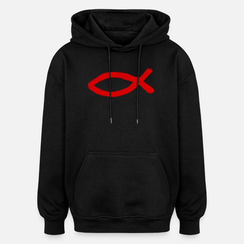 Jesus fish Ichthys fish fish - Oversized Unisex Hoodie - black
