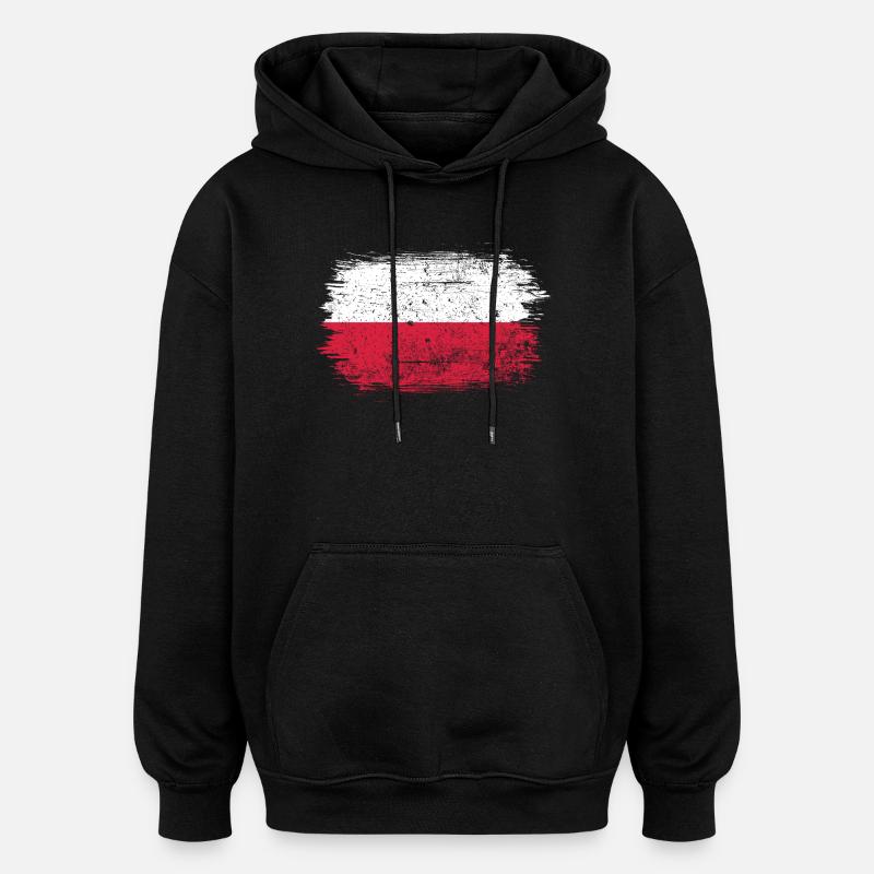 Drapeau polonais Coup de pinceau - Sweat à capuche oversize unisexe - noir