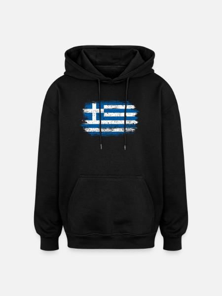 Brushed Greek Flag - Oversized Unisex Hoodie - black