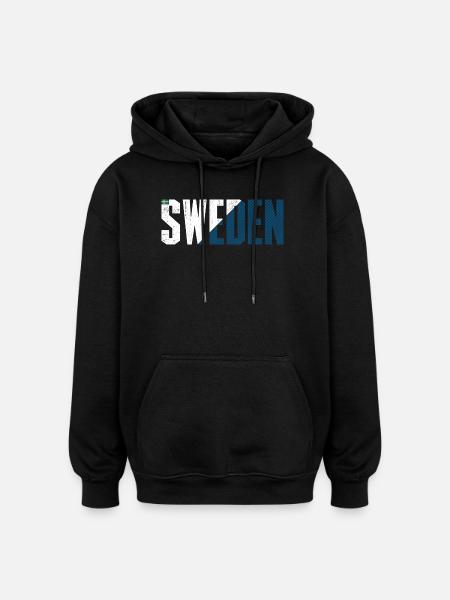 Sweden Bold Flag Typography - Oversized Unisex Hoodie - black