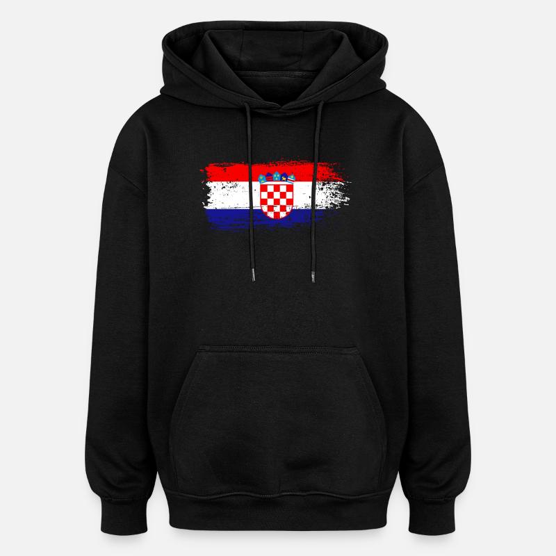 Drapeau de la Croatie - Sweat à capuche oversize unisexe - noir