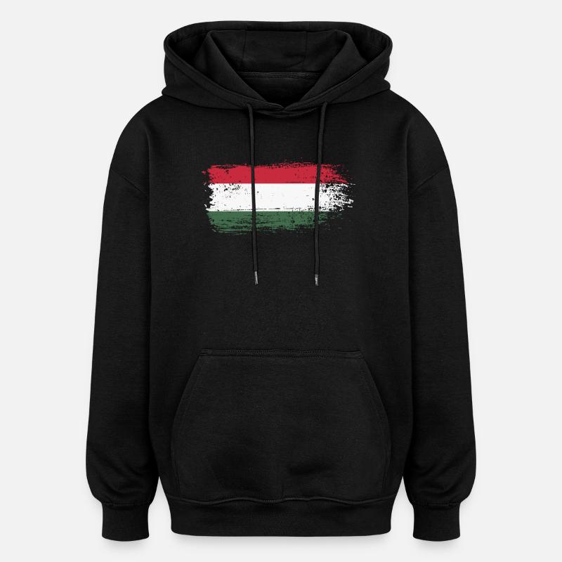 Drapeau Pinceau Hongrois - Sweat à capuche oversize unisexe - noir