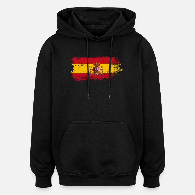 Spanish Flag Crest Splash - Oversized Unisex Hoodie - black