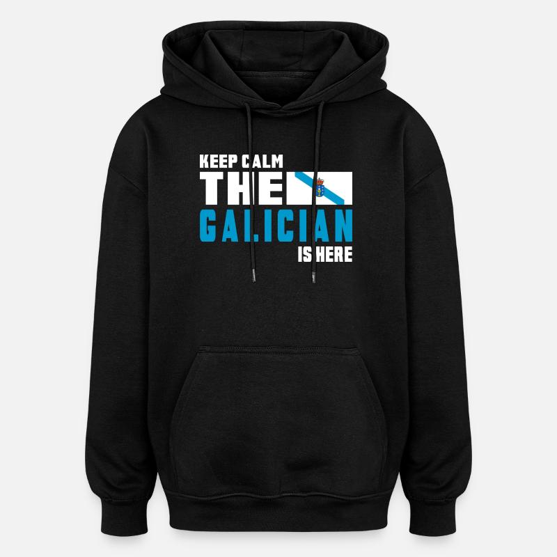 keep calm Galicia flags design - Oversized Unisex Hoodie - black