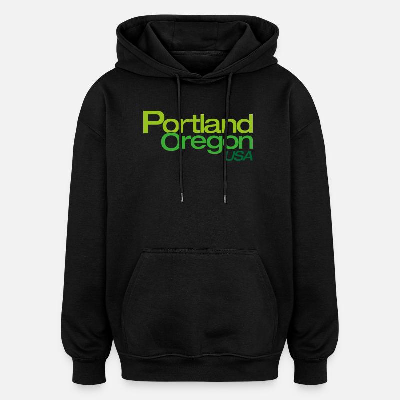 Portland Gradient City Logo - Oversized Unisex Hoodie - black