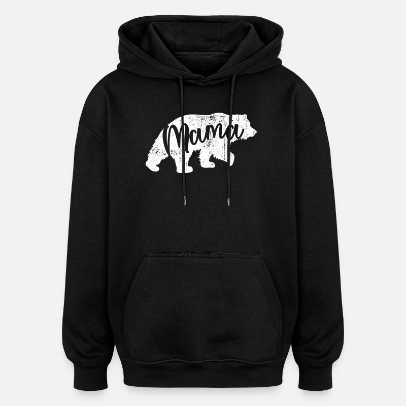Mama Bär Schriftzug Logo - Oversized Unisex Hoodie - Schwarz