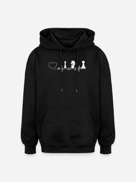 Heartbeat chess games - Oversized Unisex Hoodie - black