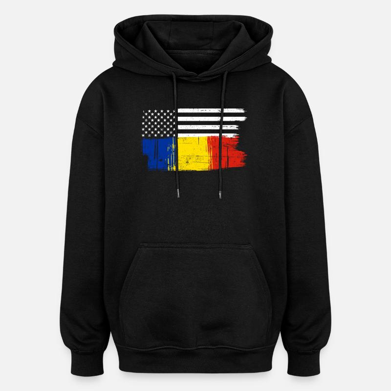 Drapeau Brush Fusion - Sweat à capuche oversize unisexe - noir